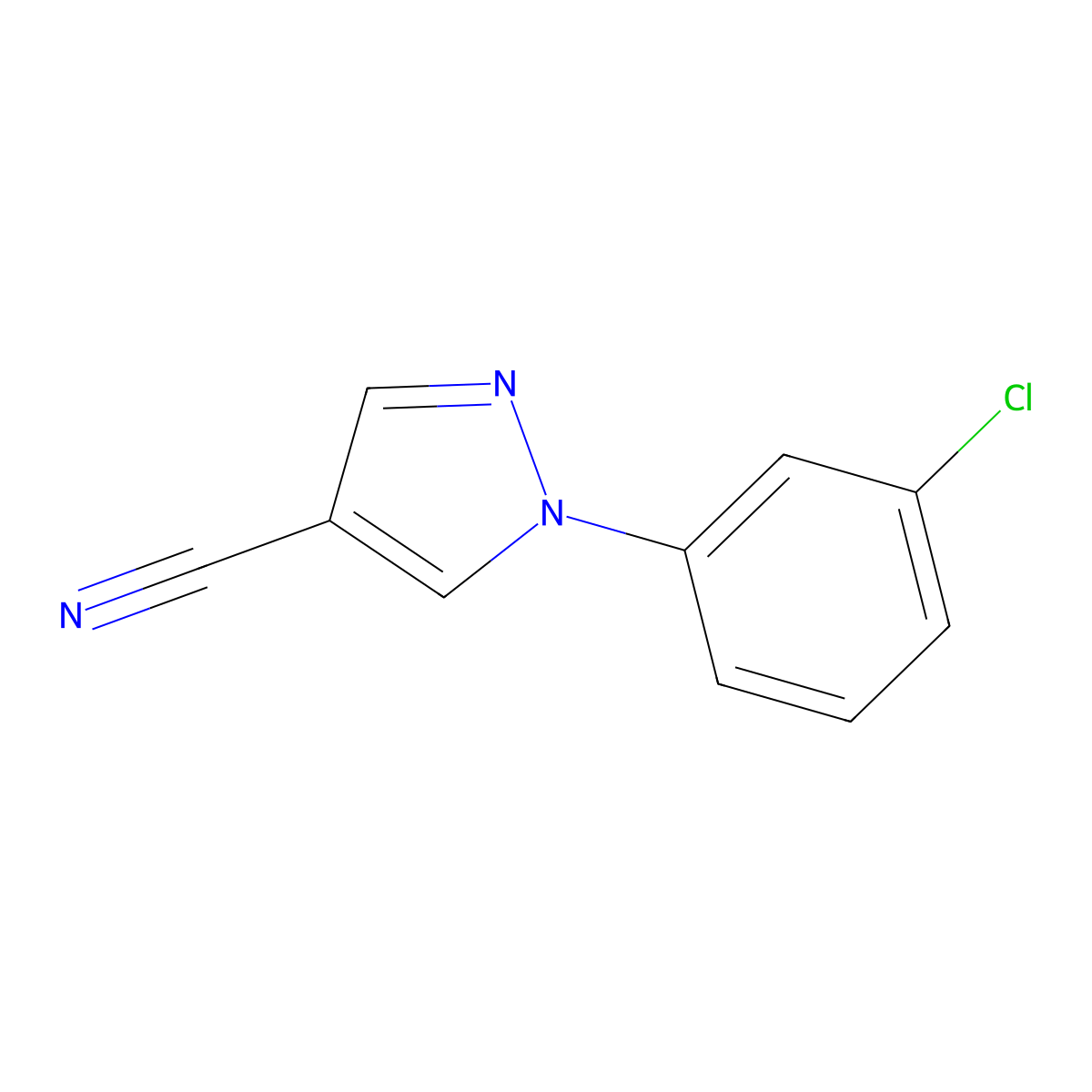 1-(3-chlorophenyl)-1H-pyrazole-4-carbonitrile molecular structure, CAS 1235439-74-3