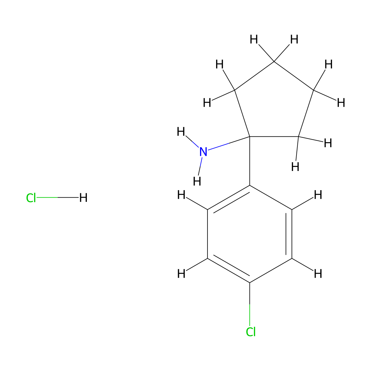 1-(4-Chlorophenyl)cyclopentan-1-amine hydrochloride molecular structure, CAS 1235439-77-6