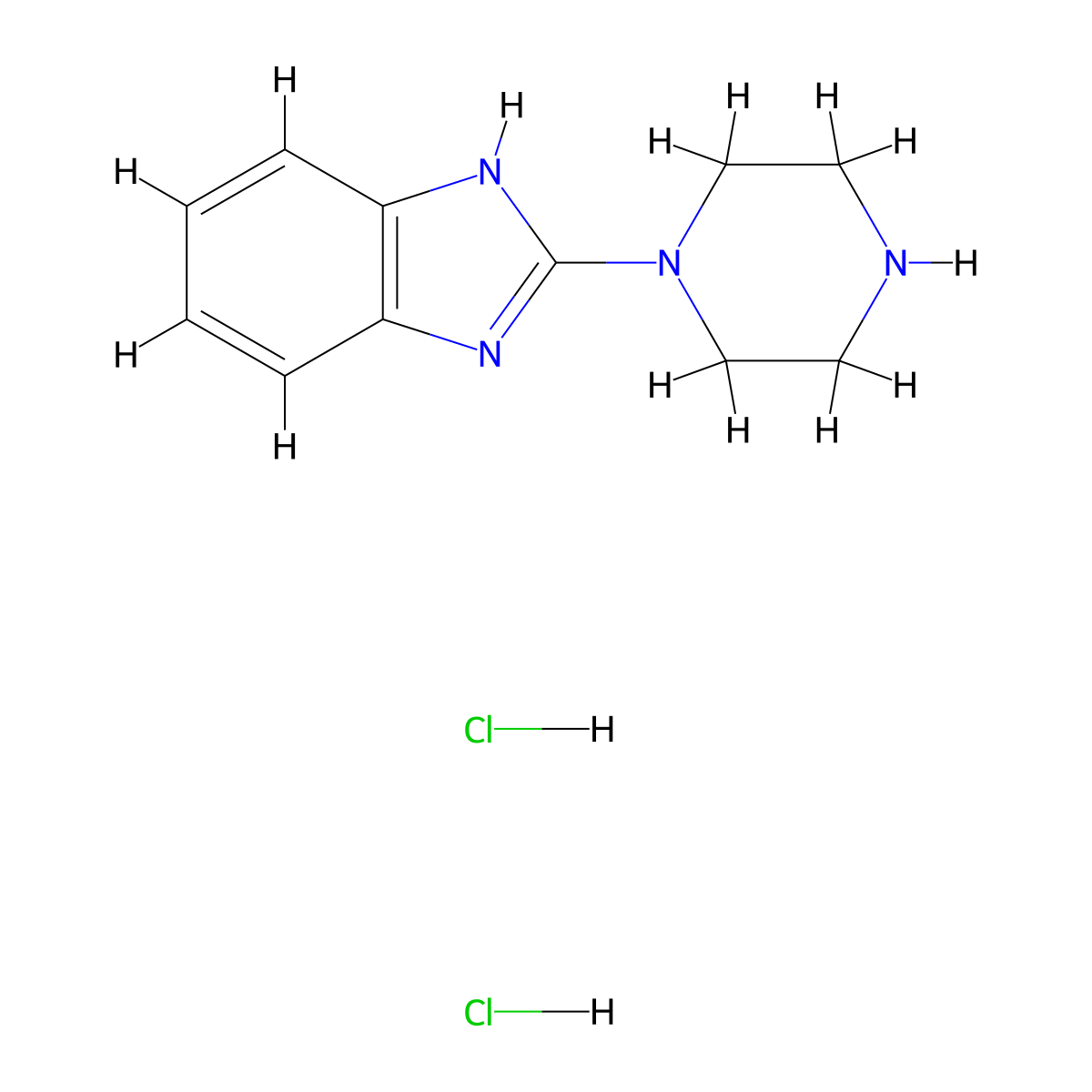 2-(piperazin-1-yl)-1H-1,3-benzodiazole dihydrochloride molecular structure, CAS 1235439-79-8