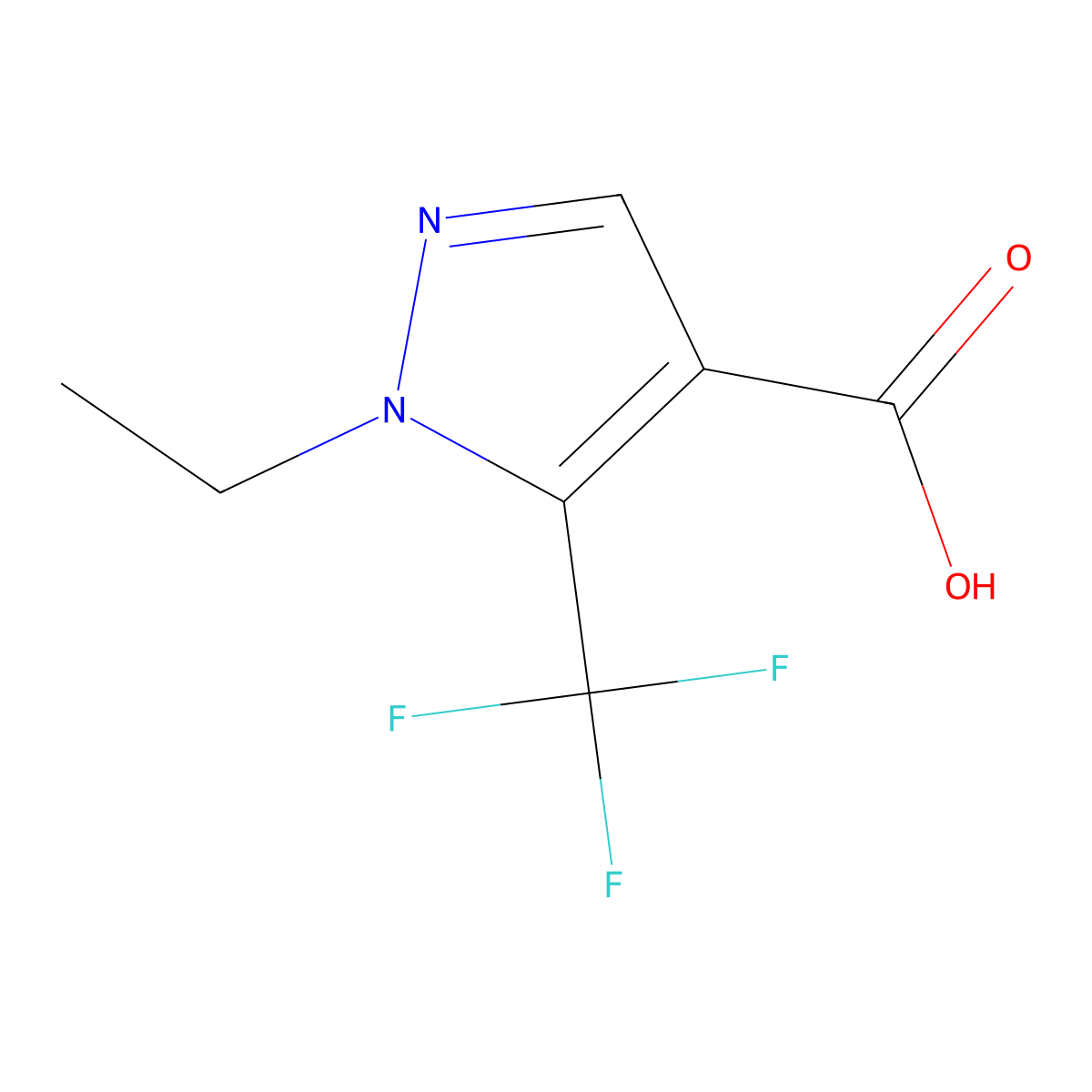1-Ethyl-5-(trifluoromethyl)-1H-pyrazole-4-carboxylic acid molecular structure, CAS 1235439-80-1