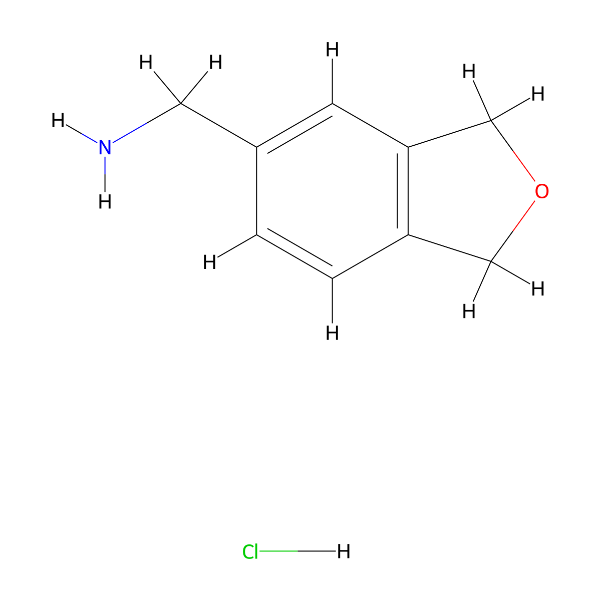 (1,3-Dihydro-2-benzofuran-5-yl)methanamine hydrochloride molecular structure, CAS 1235439-82-3