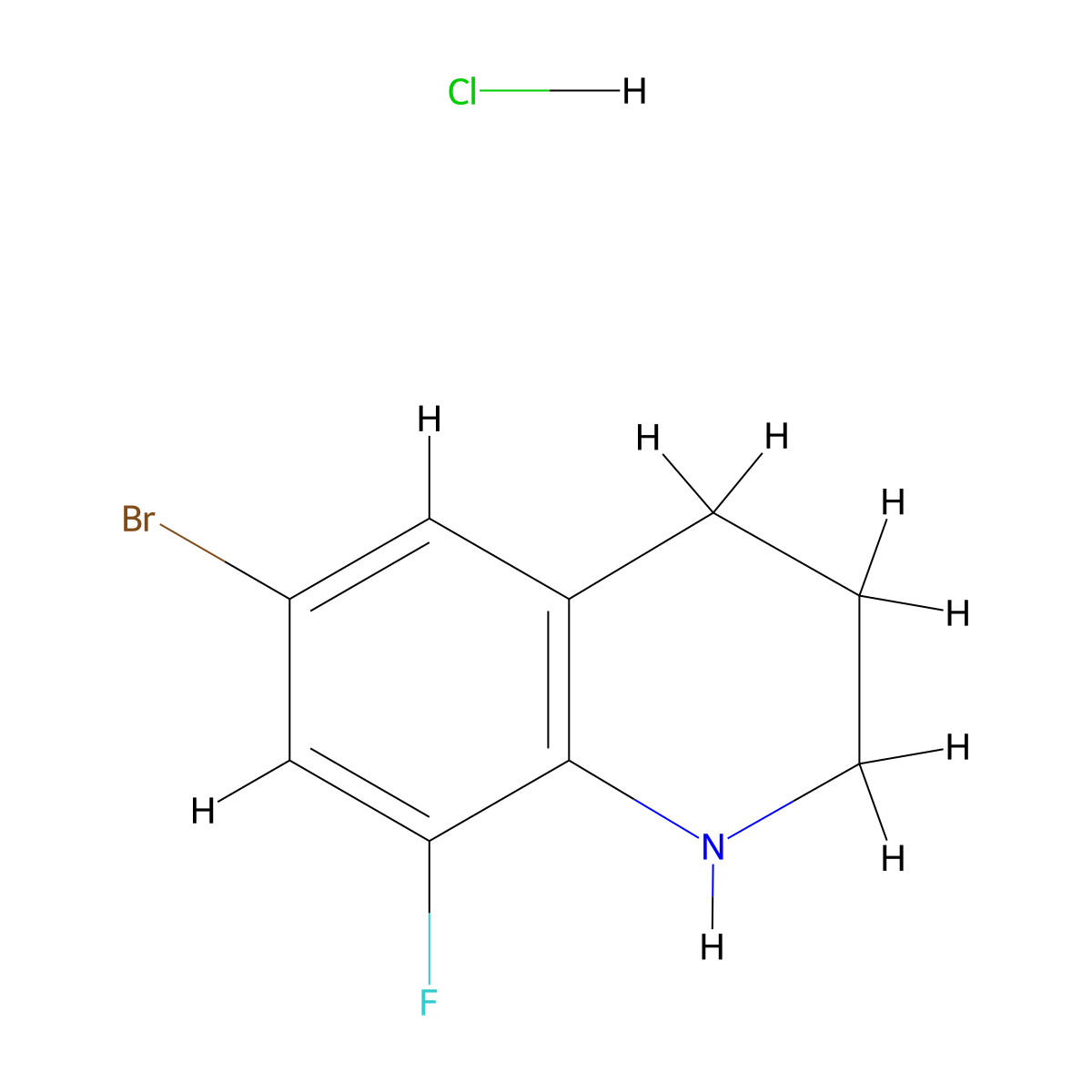 6-Bromo-8-fluoro-1,2,3,4-tetrahydroquinoline hydrochloride molecular structure, CAS 1235439-87-8