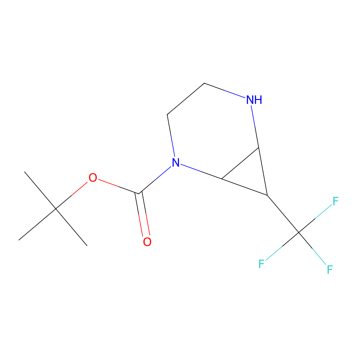 Tert-butyl 7-(trifluoromethyl)-2,5-diazabicyclo[4.1.0]heptane-2-carboxylate molecular structure, CAS 1235439-95-8