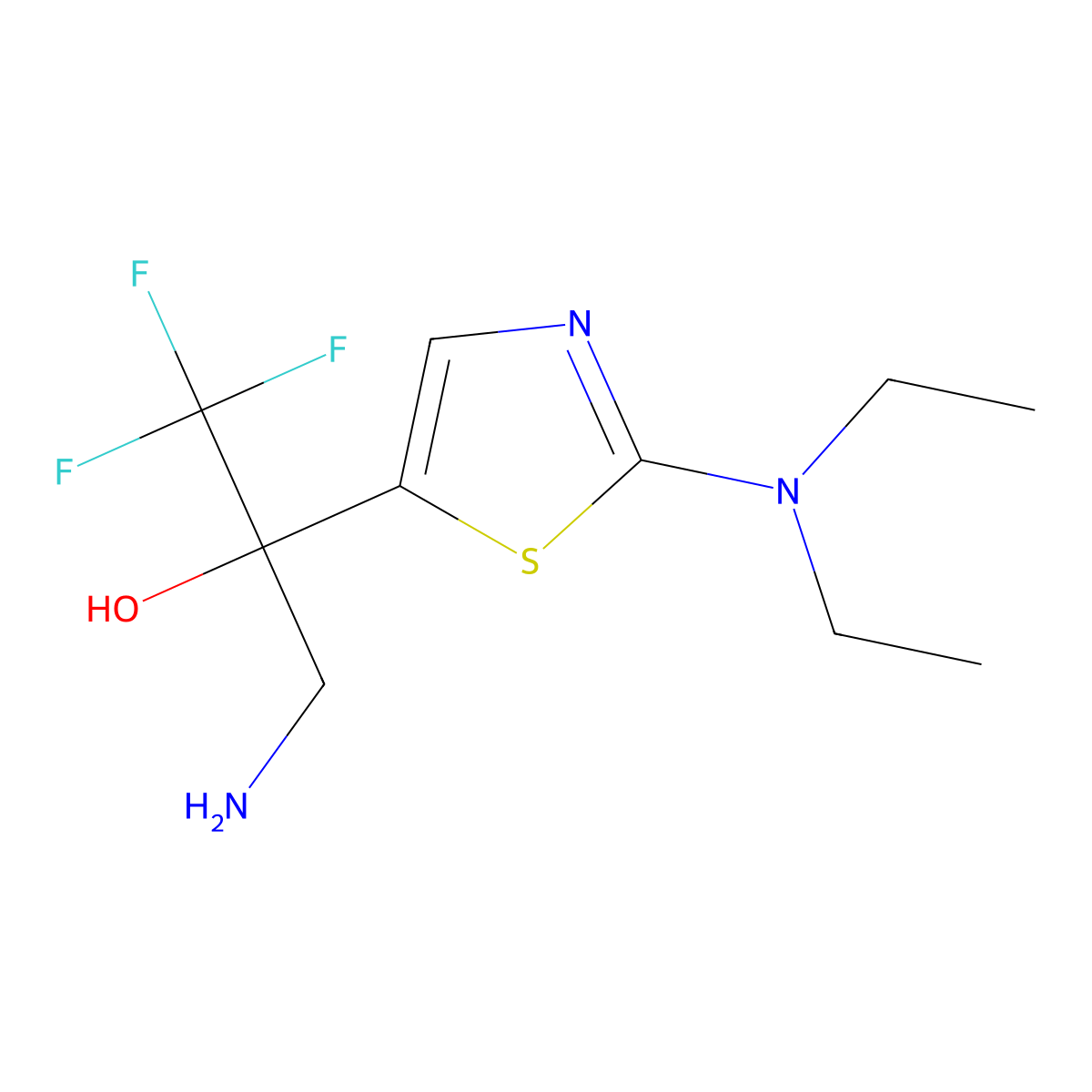 3-Amino-2-[2-(diethylamino)-1,3-thiazol-5-yl]-1,1,1-trifluoropropan-2-ol molecular structure, CAS 1235439-98-1