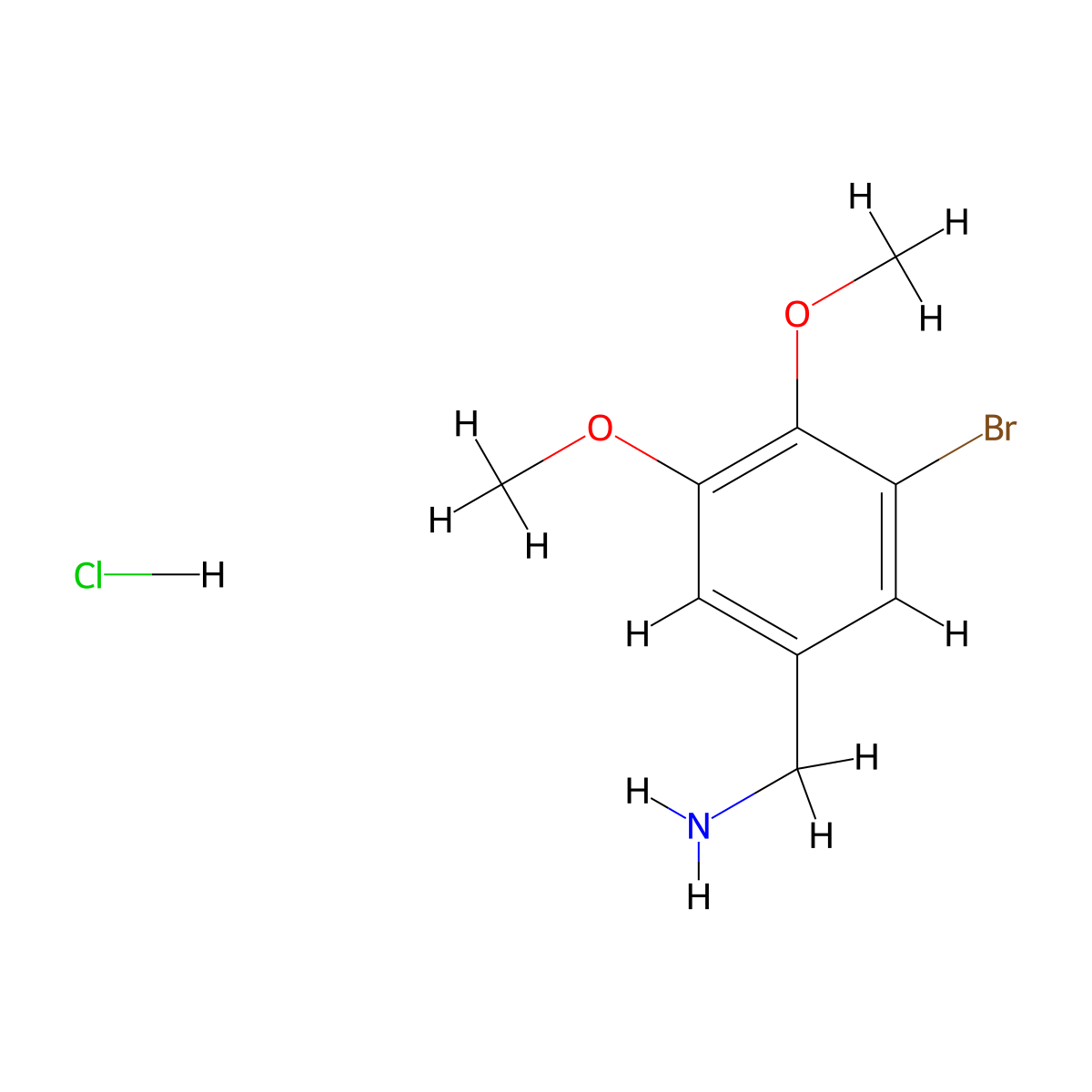 (3-Bromo-4,5-dimethoxyphenyl)methanamine hydrochloride molecular structure, CAS 1235440-00-2