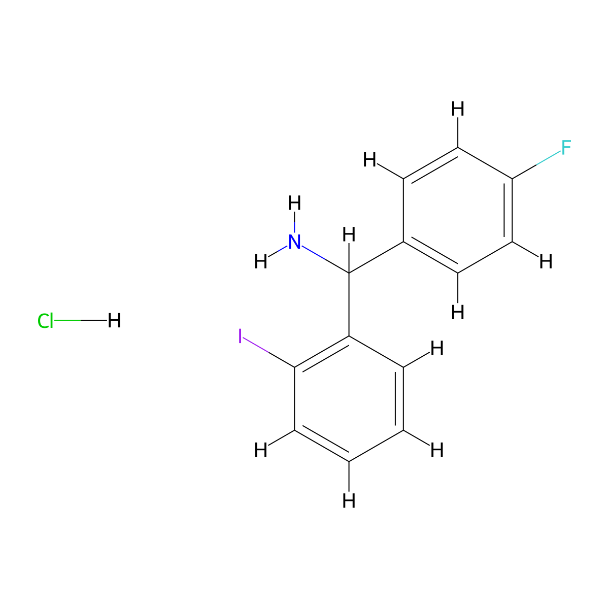 (4-Fluorophenyl)(2-iodophenyl)methanamine hydrochloride molecular structure, CAS 1235440-02-4
