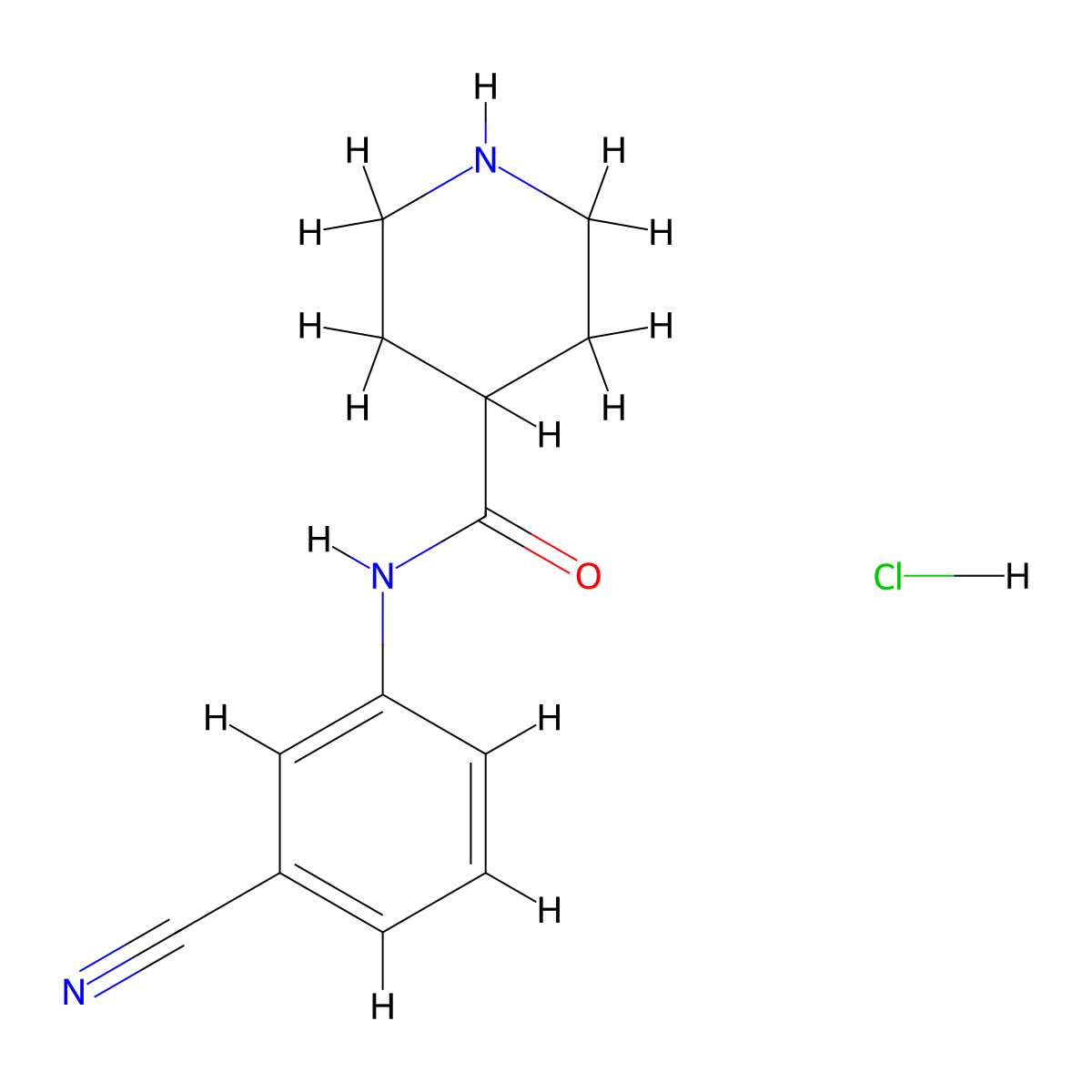 N-(3-cyanophenyl)piperidine-4-carboxamide hydrochloride molecular structure, CAS 1235440-05-7