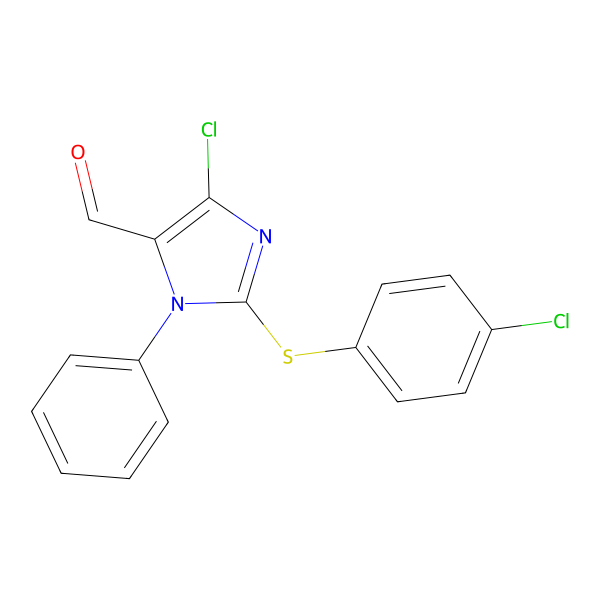 4-chloro-2-[(4-chlorophenyl)sulfanyl]-1-phenyl-1H-imidazole-5-carbaldehyde molecular structure, CAS 1235440-06-8