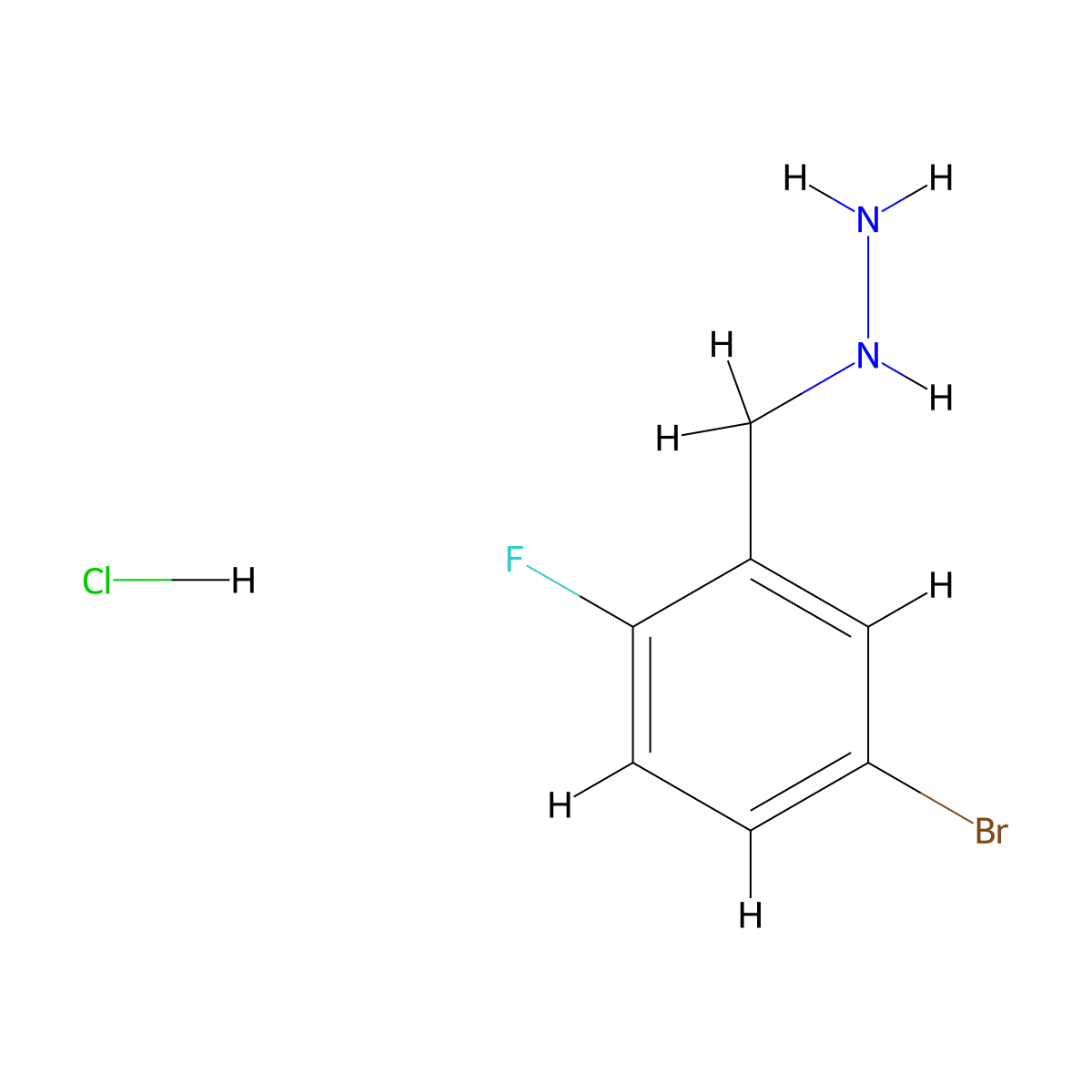 [(5-Bromo-2-fluorophenyl)methyl]hydrazine hydrochloride molecular structure, CAS 1235440-14-8