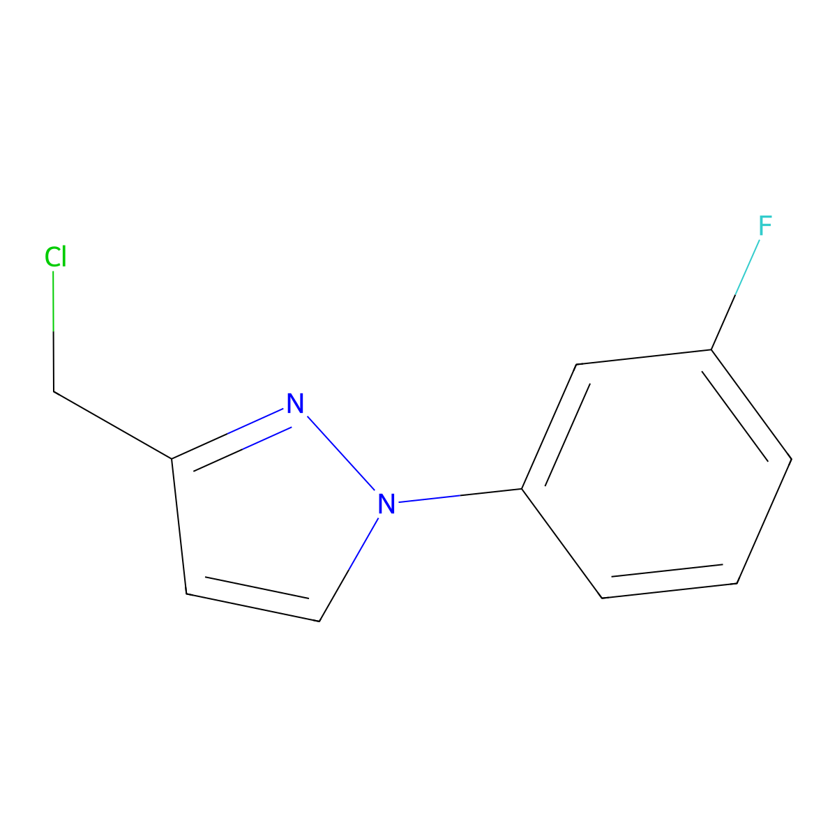 3-(chloromethyl)-1-(3-fluorophenyl)-1H-pyrazole molecular structure, CAS 1235440-19-3