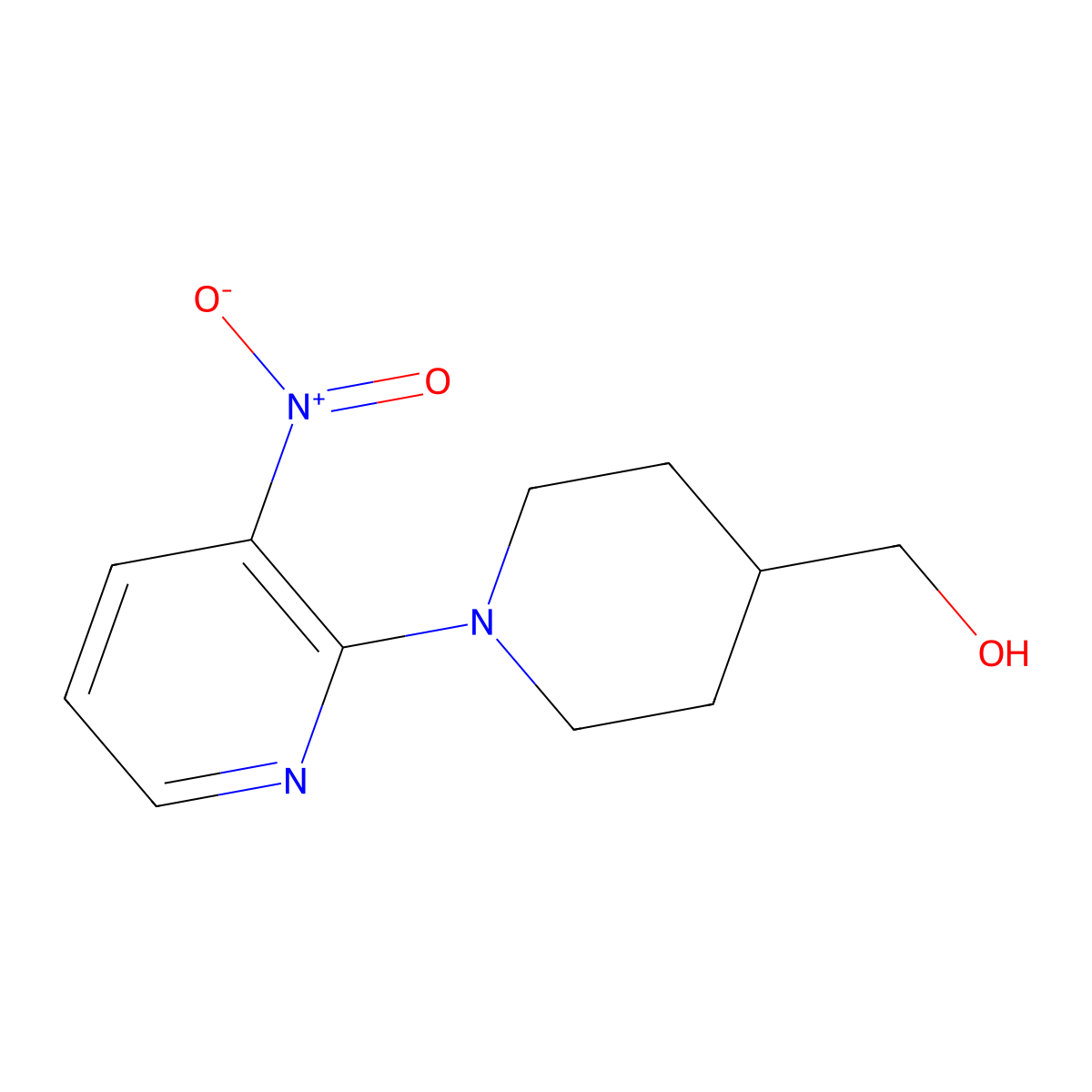 [1-(3-Nitropyridin-2-yl)piperidin-4-yl]methanol molecular structure, CAS 1235440-20-6