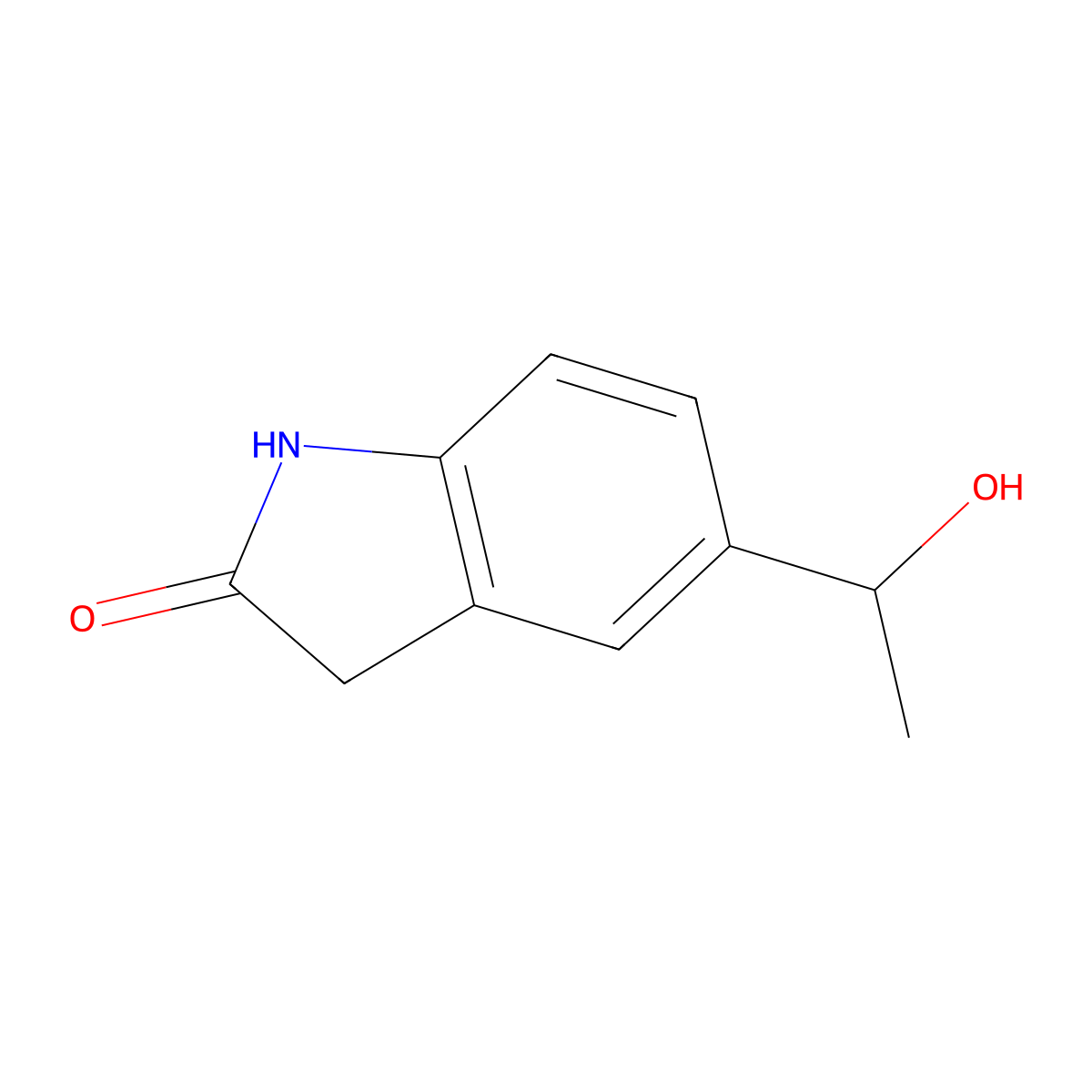 5-(1-hydroxyethyl)-2,3-dihydro-1H-indol-2-one molecular structure, CAS 1235440-22-8
