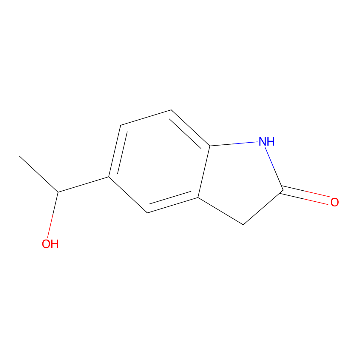 5-(1-hydroxyethyl)-2,3-dihydro-1H-indol-2-one molecular structure, CAS 1235440-22-8