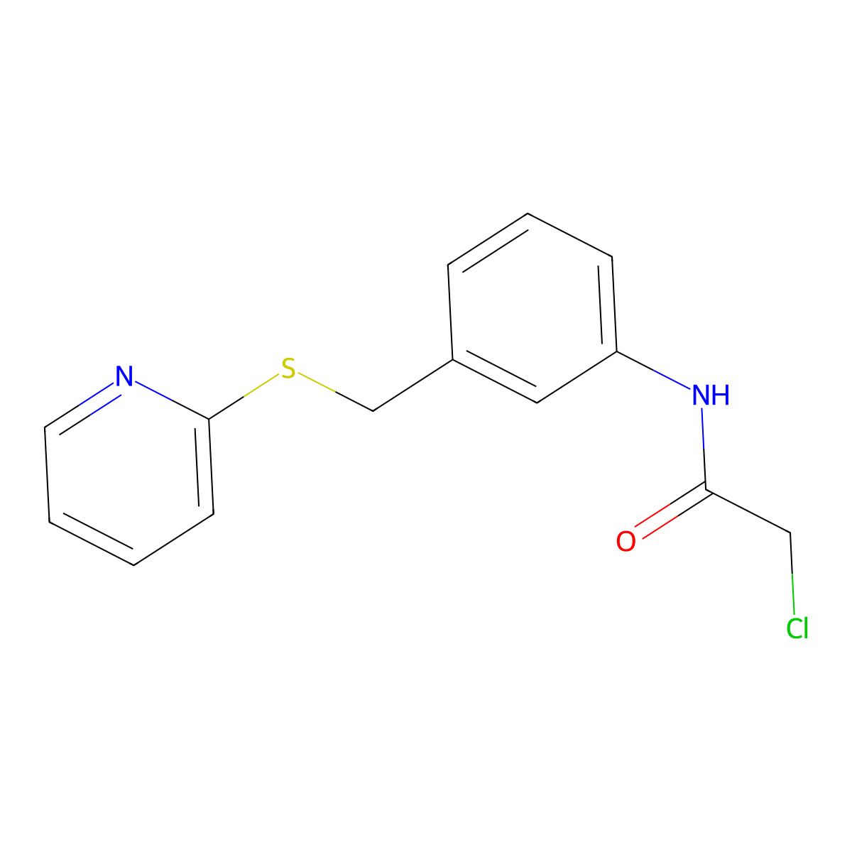 2-chloro-N-(3-((pyridin-2-ylsulfanyl)methyl)phenyl)acetamide molecular structure, CAS 1235440-23-9