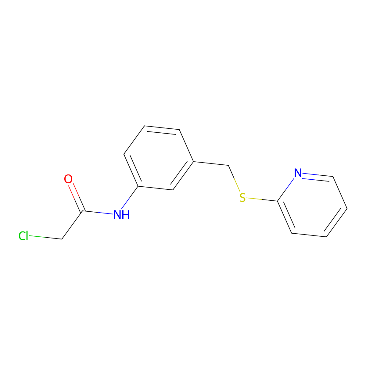 2-chloro-N-(3-((pyridin-2-ylsulfanyl)methyl)phenyl)acetamide molecular structure, CAS 1235440-23-9