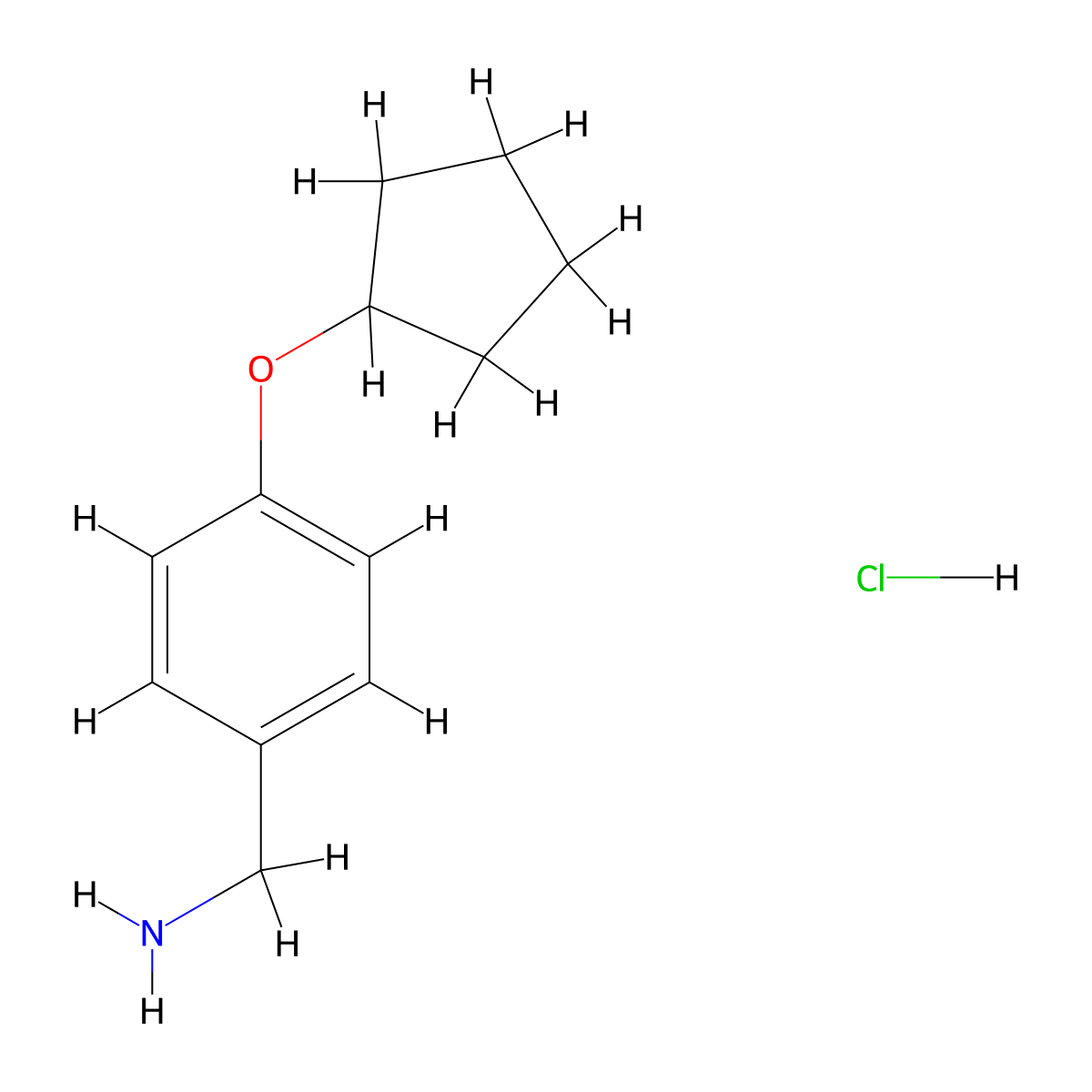 [4-(Cyclopentyloxy)phenyl]methanamine hydrochloride molecular structure, CAS 1235440-30-8