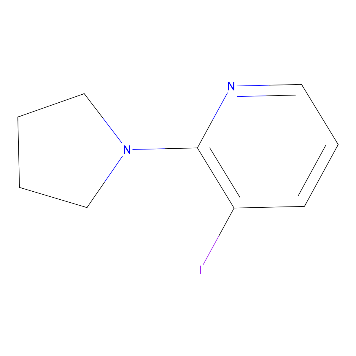 3-Iodo-2-pyrrolidin-1-ylpyridine molecular structure, CAS 1235440-37-5