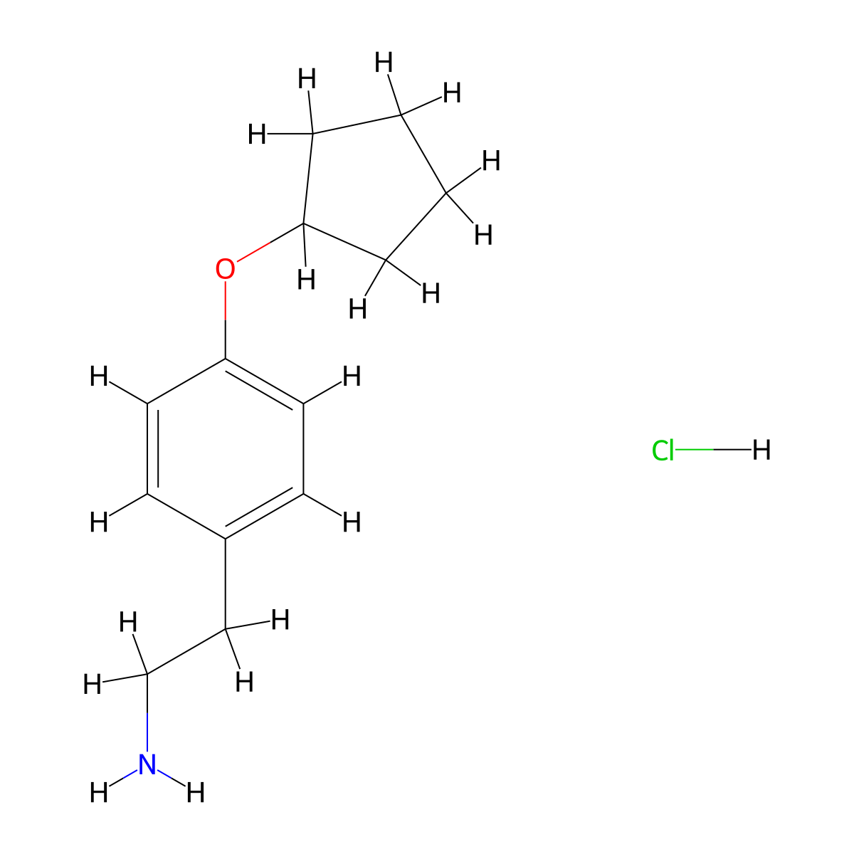 2-(4-(Cyclopentyloxy)phenyl)ethan-1-amine hydrochloride molecular structure, CAS 1235440-38-6