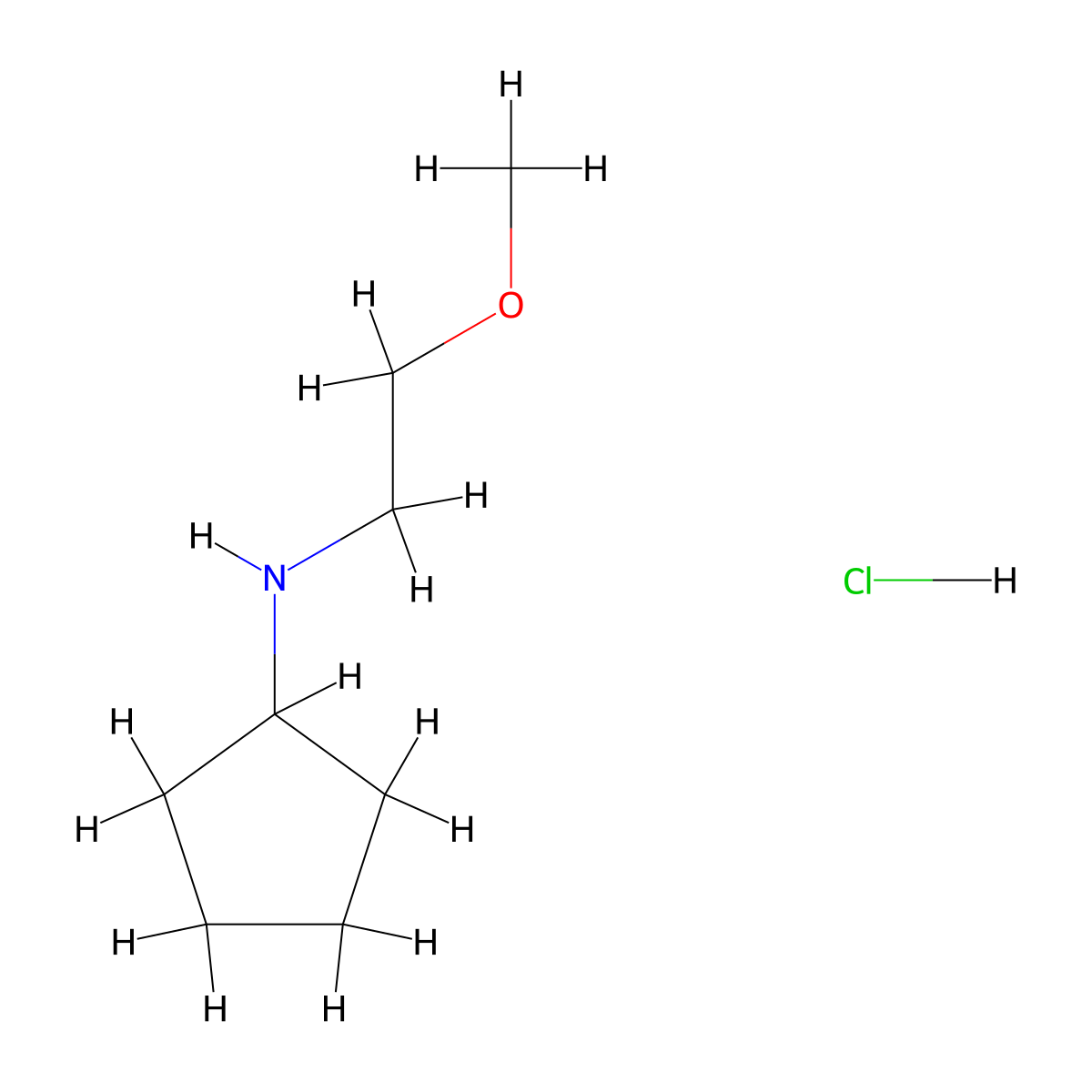 N-(2-methoxyethyl)cyclopentanamine hydrochloride molecular structure, CAS 1235440-39-7