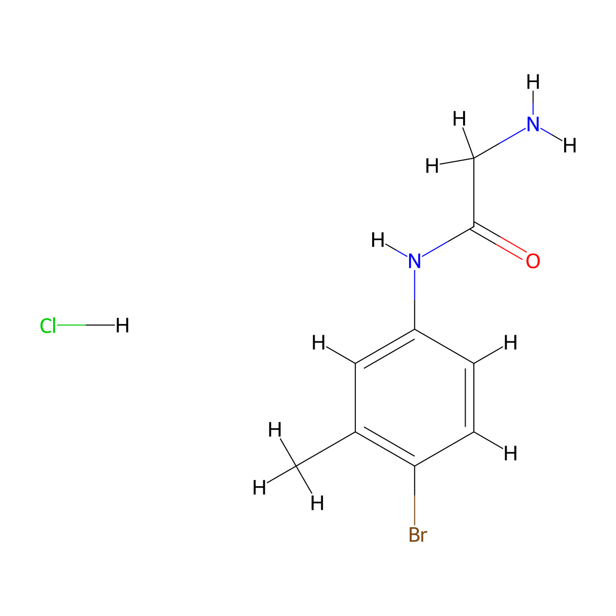 2-amino-N-(4-bromo-3-methylphenyl)acetamide hydrochloride molecular structure, CAS 1235440-42-2