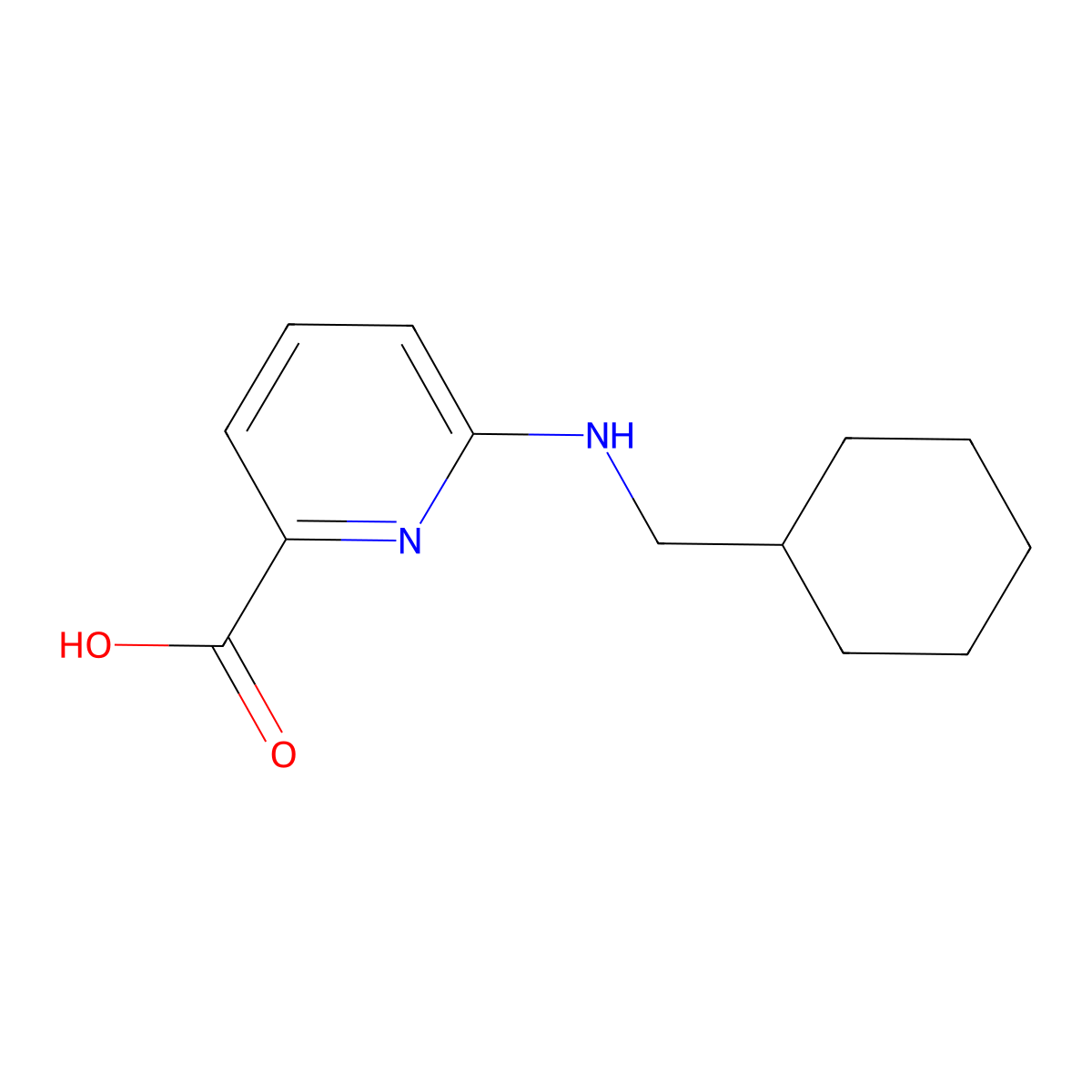 6-[(Cyclohexylmethyl)amino]pyridine-2carboxylic acid molecular structure, CAS 1235440-52-4