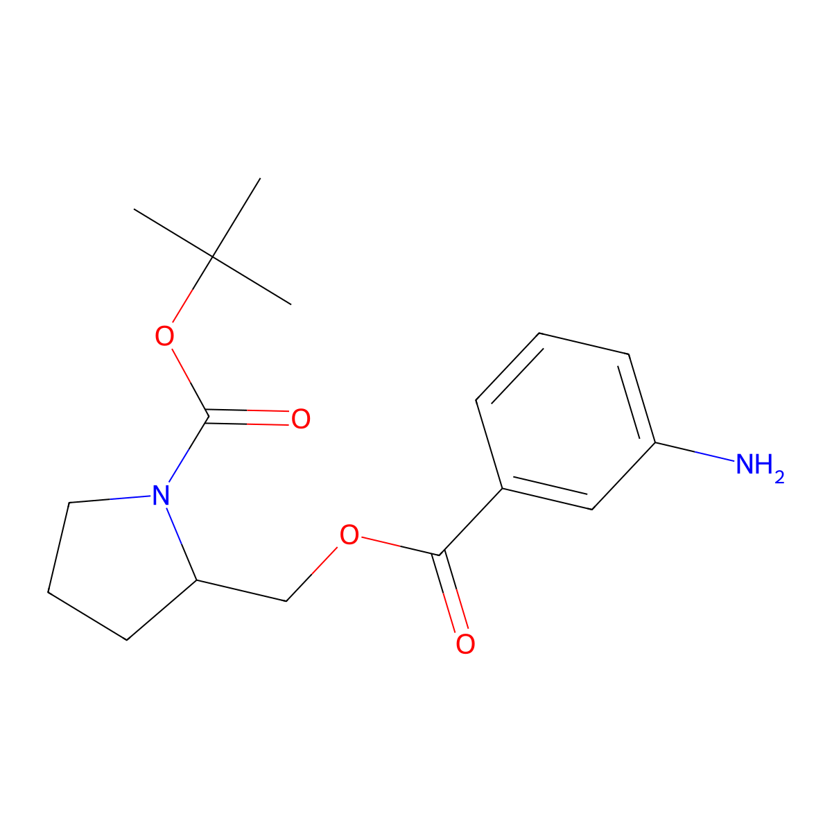 Tert-butyl 2-[(3-aminobenzoyloxy)methyl]pyrrolidine-1-carboxylate molecular structure, CAS 1235440-57-9