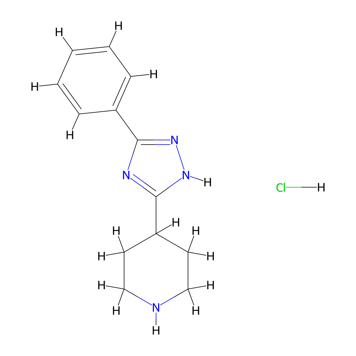 4-(3-phenyl-1H-1,2,4-triazol-5-yl)piperidine hydrochloride molecular structure, CAS 1235440-58-0