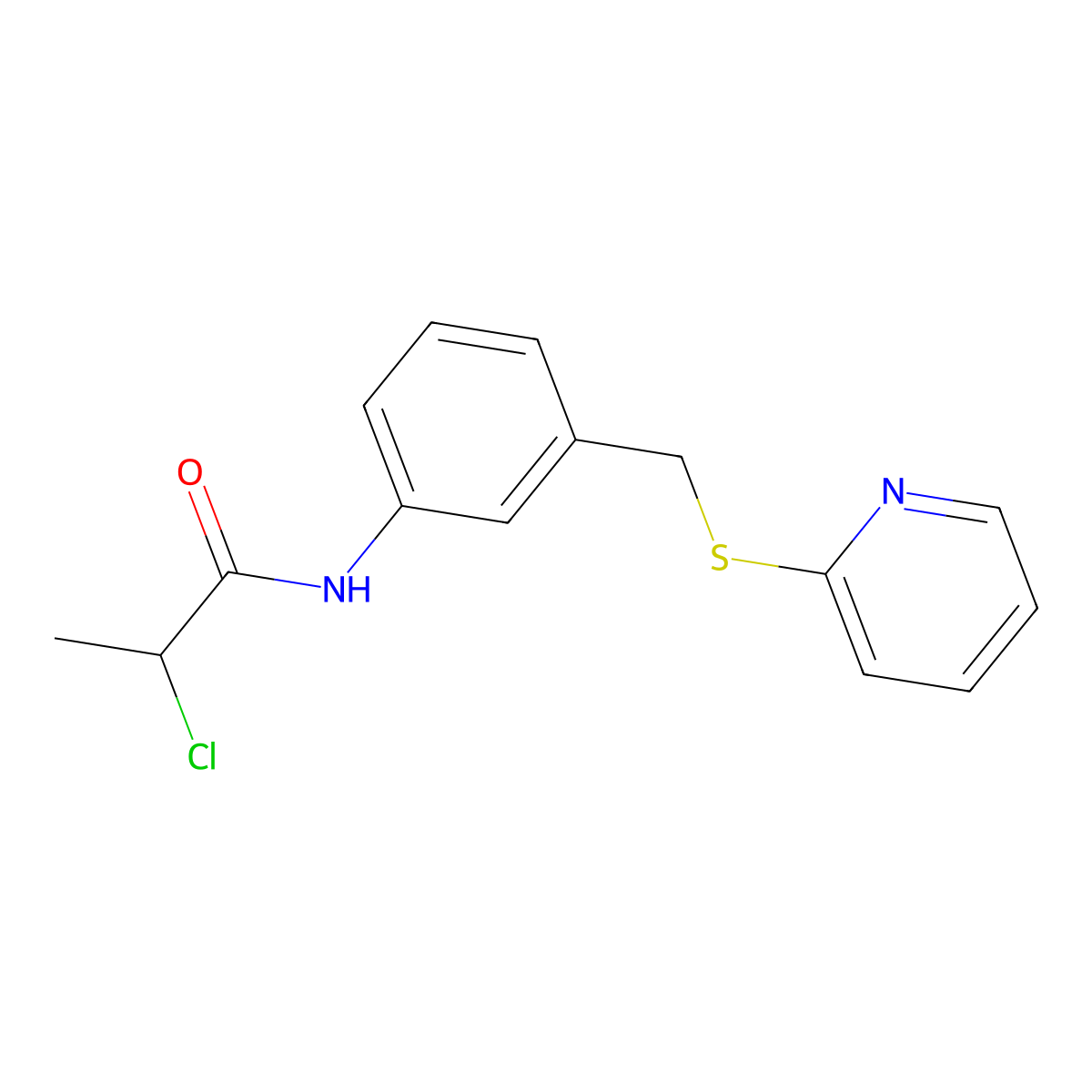 2-chloro-N-{3-[(pyridin-2-ylsulfanyl)methyl]phenyl}propanamide molecular structure, CAS 1235440-69-3