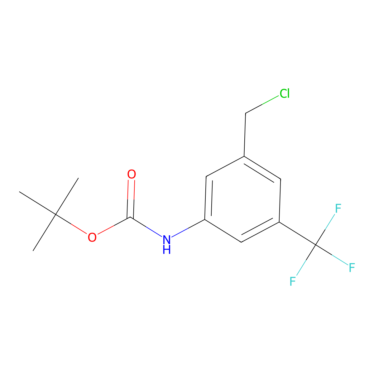 tert-butyl N-(3-(chloromethyl)-5-(trifluoromethyl)phenyl)carbamate molecular structure, CAS 1235440-72-8