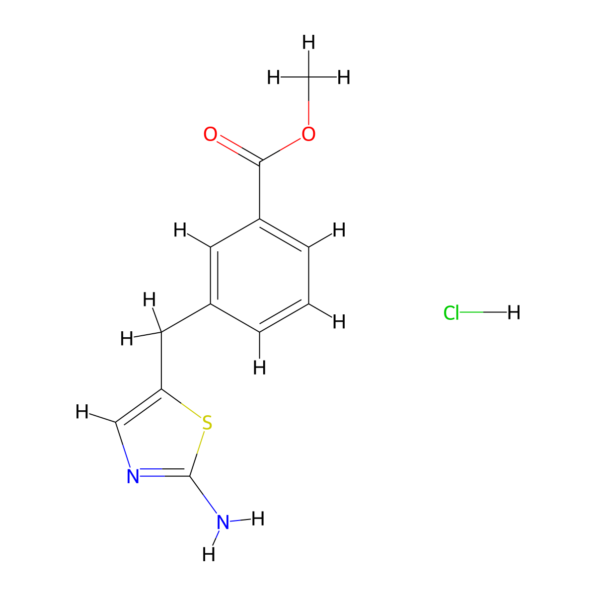 Methyl 3-[(2-amino-1,3-thiazol-5-yl)methyl]benzoate hydrochloride molecular structure, CAS 1235440-80-8
