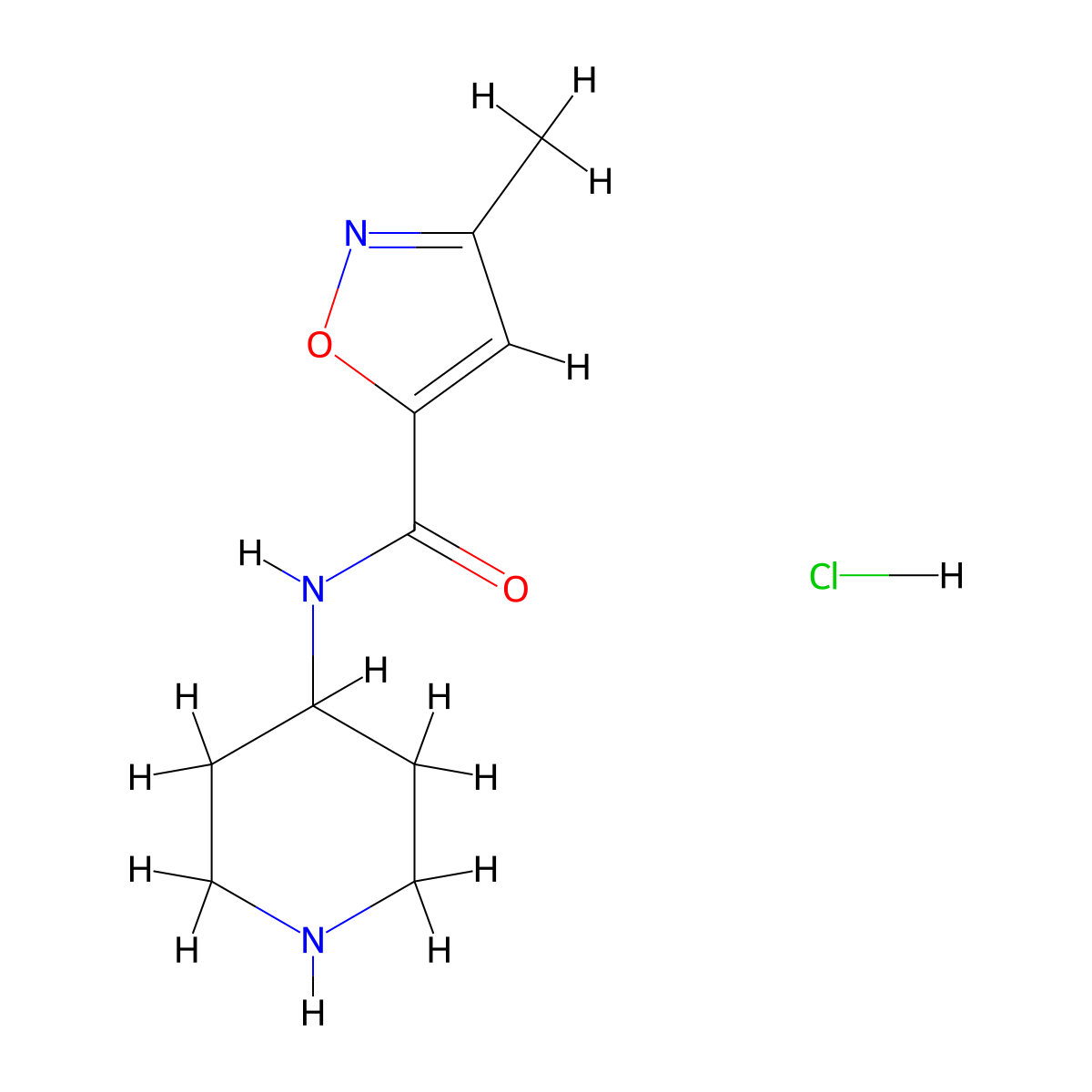 3-methyl-N-(piperidin-4-yl)-1,2-oxazole-5-carboxamide hydrochloride molecular structure, CAS 1235440-82-0