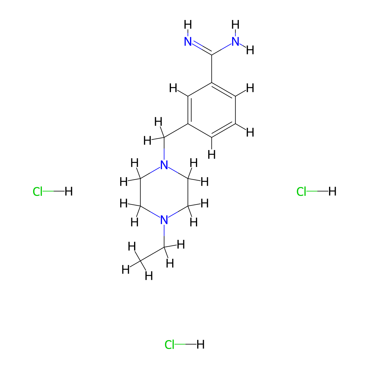 3-[(4-Ethylpiperazin-1-yl)methyl]benzene-1-carboximidamide trihydrochloride molecular structure, CAS 1235440-83-1