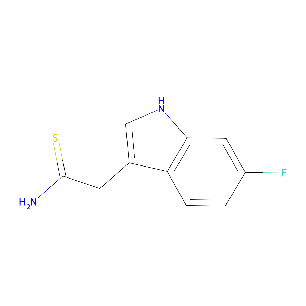 2-(6-fluoro-1H-indol-3-yl)ethanethioamide molecular structure, CAS 1235441-02-7