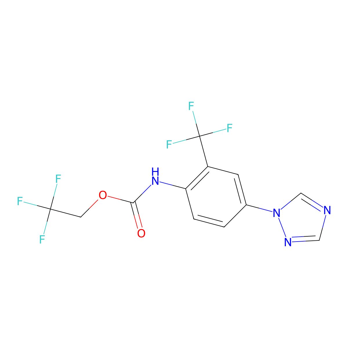 2,2,2-trifluoroethyl N-[4-(1H-1,2,4-triazol-1-yl)-2-(trifluoromethyl)phenyl]carbamate molecular structure, CAS 1235441-06-1