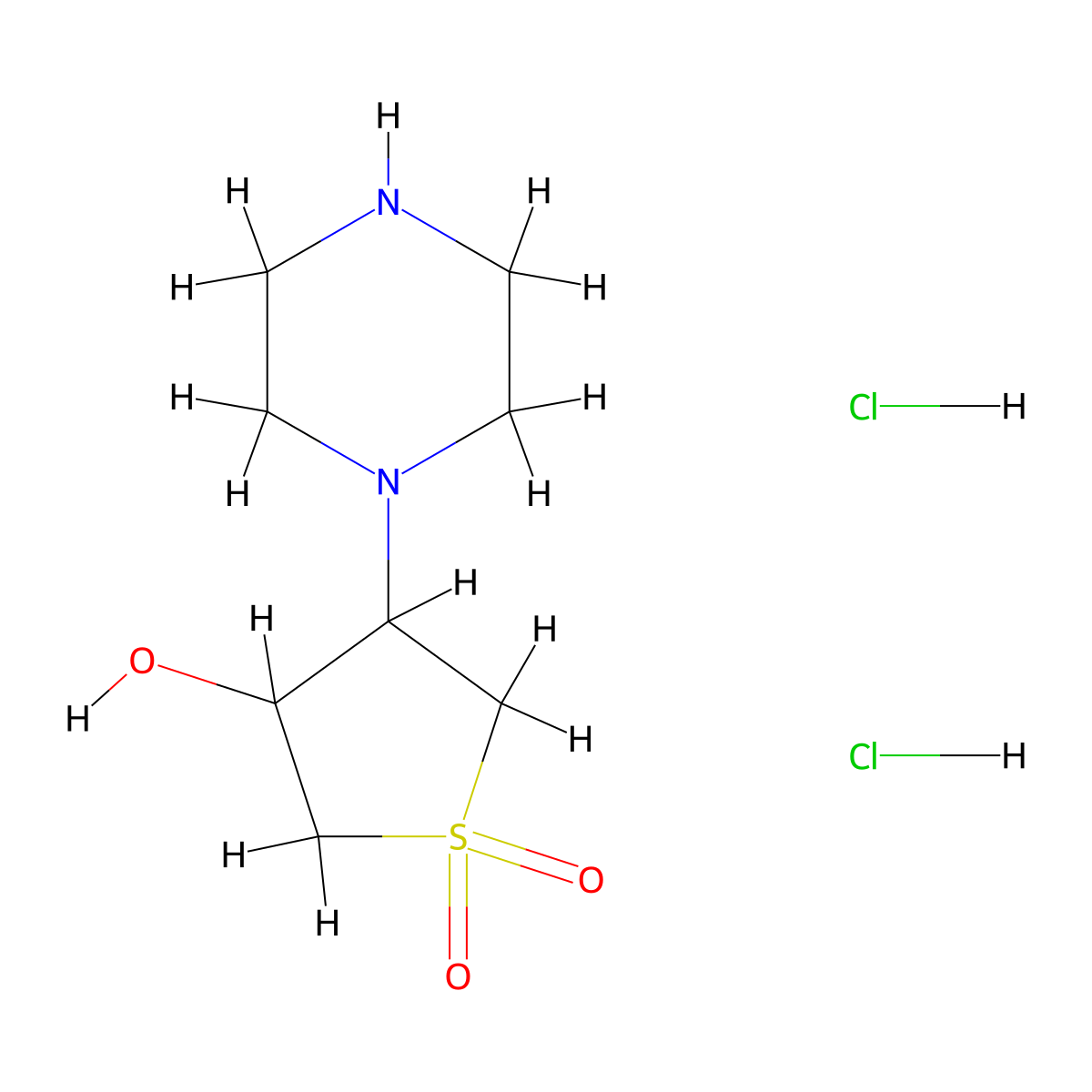 3-Hydroxy-4-(piperazin-1-yl)-1lambda6-thiolane-1,1-dione dihydrochloride molecular structure, CAS 1235441-10-7