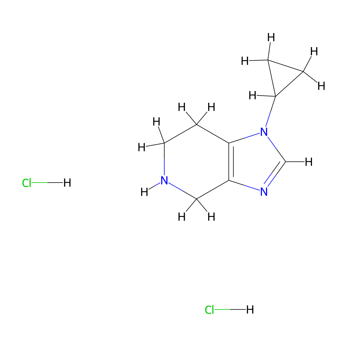 1-cyclopropyl-1H,4H,5H,6H,7H-imidazo[4,5-c]pyridine dihydrochloride molecular structure, CAS 1235441-13-0