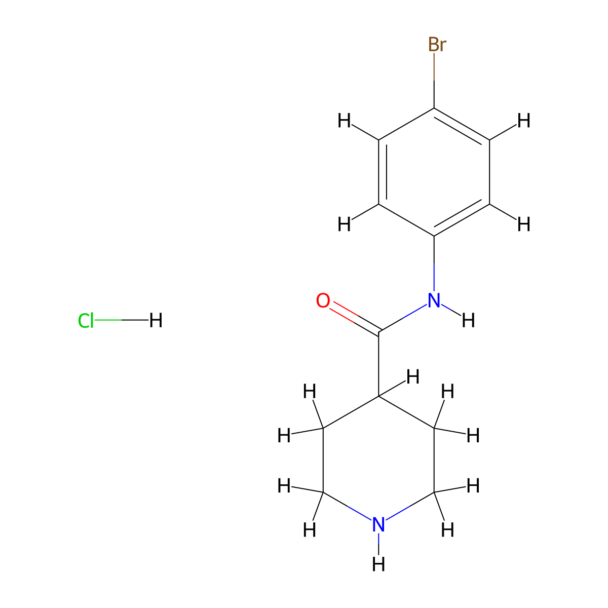 N-(4-bromophenyl)piperidine-4-carboxamide hydrochloride molecular structure, CAS 1235441-19-6