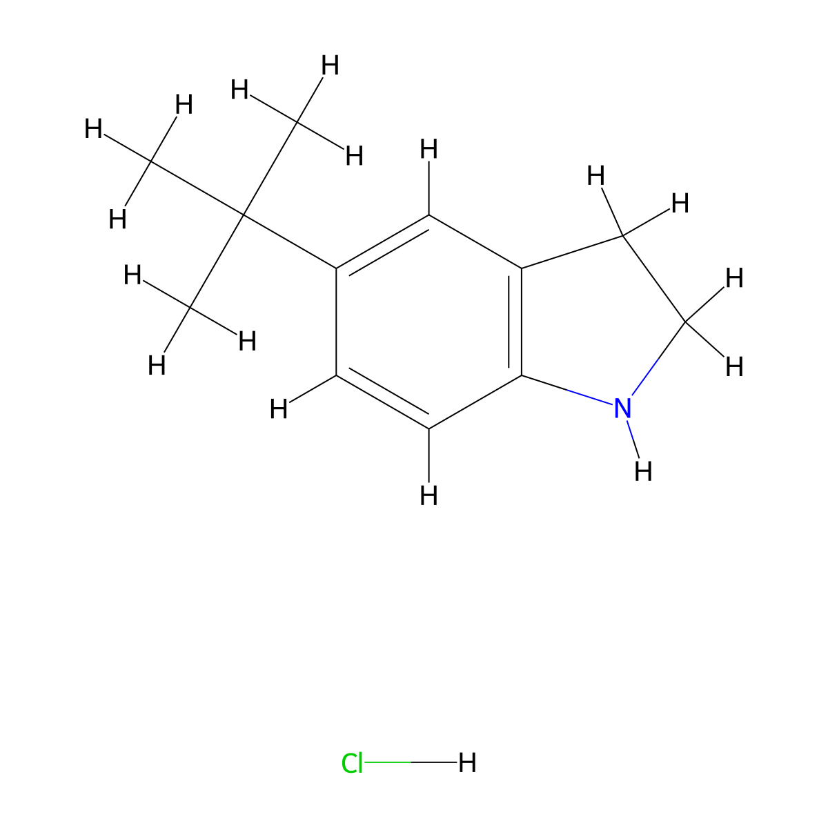 5-tert-butyl-2,3-dihydro-1H-indole hydrochloride molecular structure, CAS 1235441-27-6