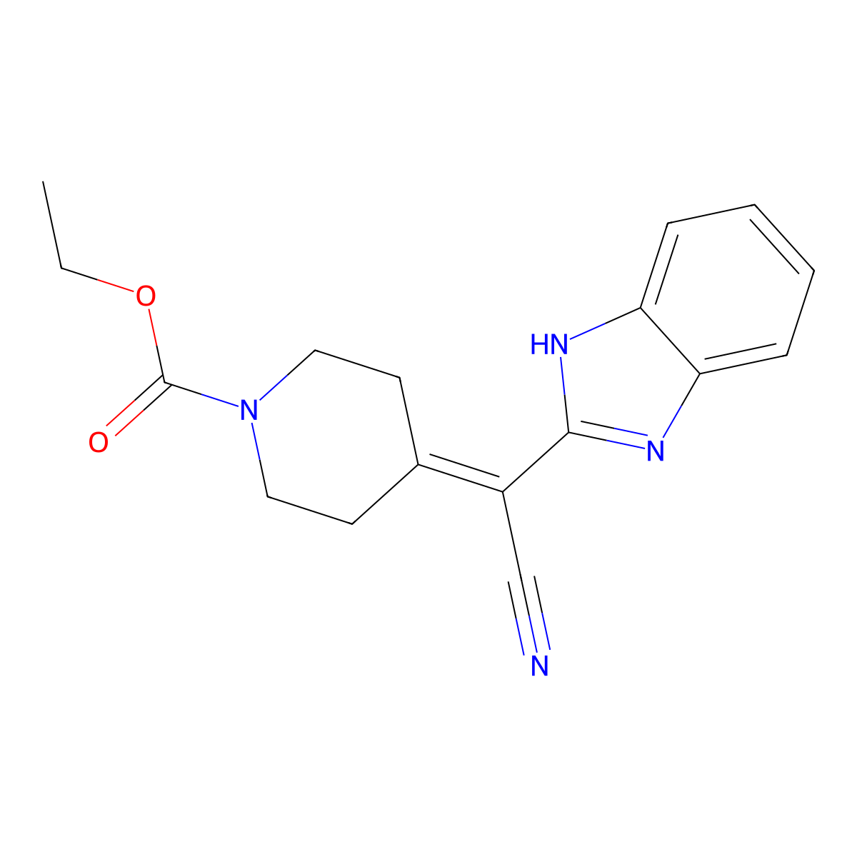 ethyl 4-[1H-1,3-benzodiazol-2-yl(cyano)methylidene]piperidine-1-carboxylate molecular structure, CAS 1235441-40-3