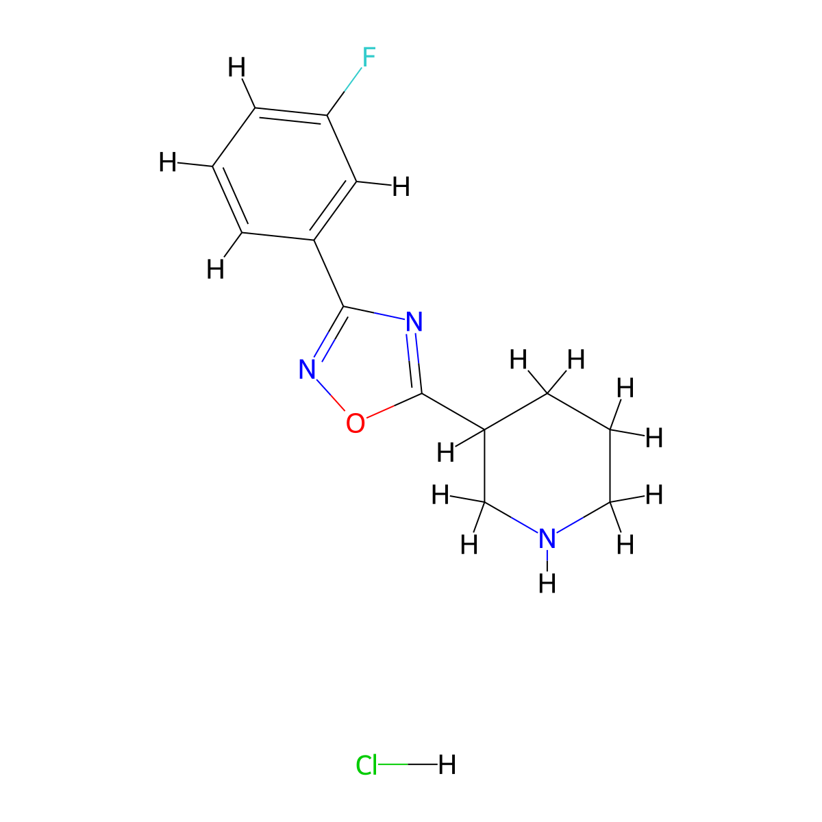 3-[3-(3-Fluorophenyl)-1,2,4-oxadiazol-5-yl]piperidine hydrochloride molecular structure, CAS 1235441-45-8