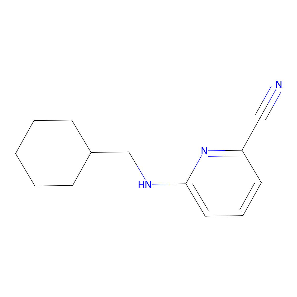 6-[(Cyclohexylmethyl)amino]pyridine-2-carbonitrile molecular structure, CAS 1235441-47-0