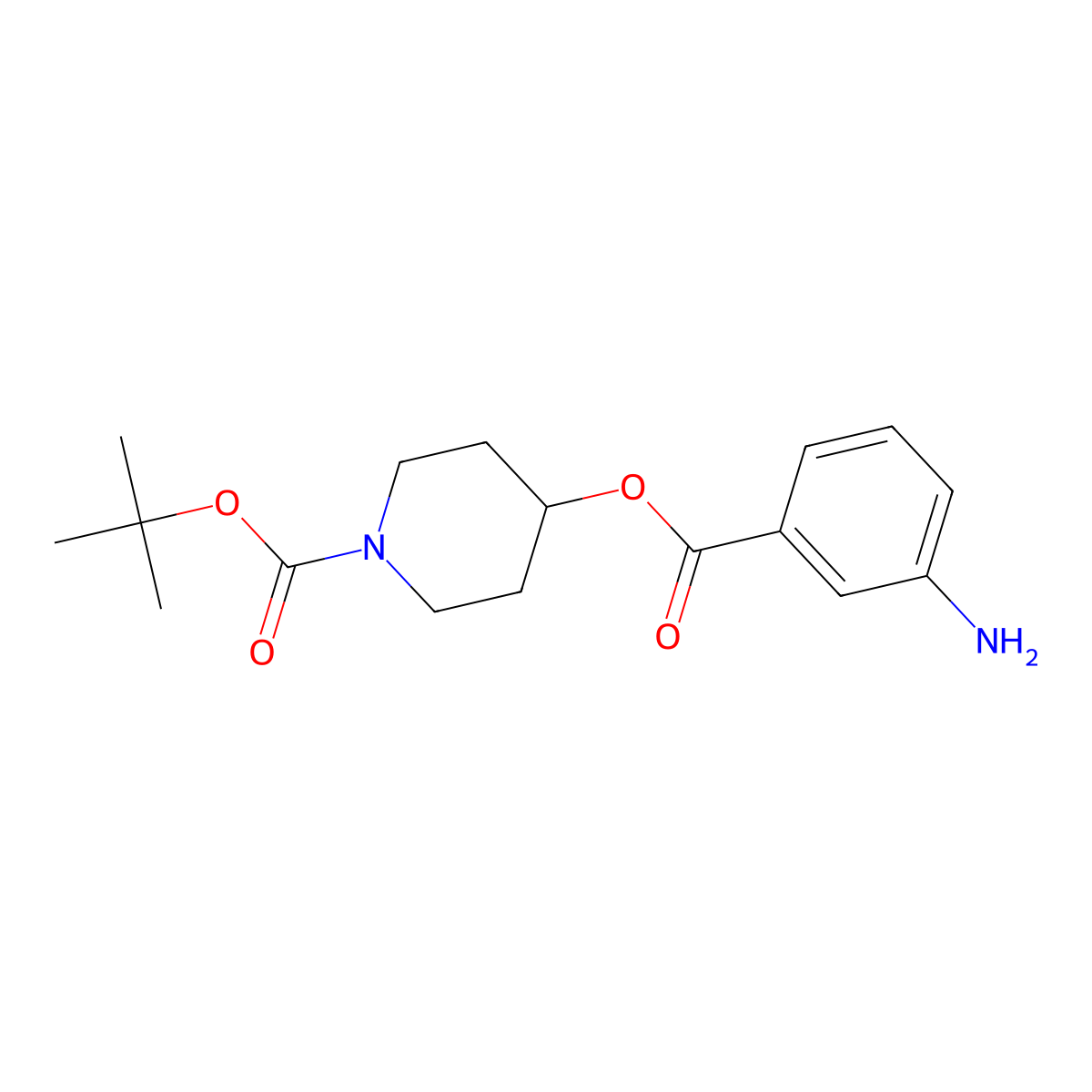 Tert-butyl 4-(3-aminobenzoyloxy)piperidine-1-carboxylate molecular structure, CAS 1235441-54-9