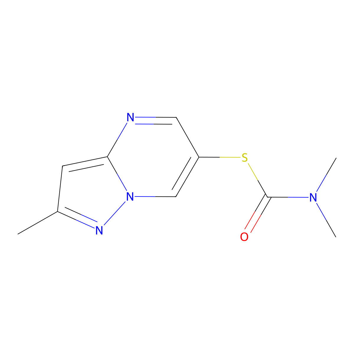 N,N-dimethyl-1-({2-methylpyrazolo[1,5-a]pyrimidin-6-yl}sulfanyl)formamide molecular structure, CAS 1235441-56-1