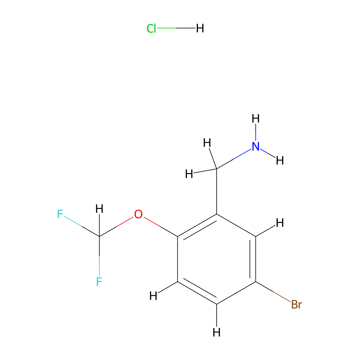(5-Bromo-2-(difluoromethoxy)phenyl)methanamine hydrochloride molecular structure, CAS 1235441-60-7
