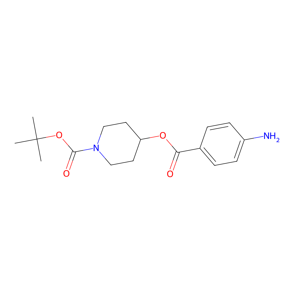 Tert-butyl 4-(4-aminobenzoyloxy)piperidine-1-carboxylate molecular structure, CAS 1235441-68-5
