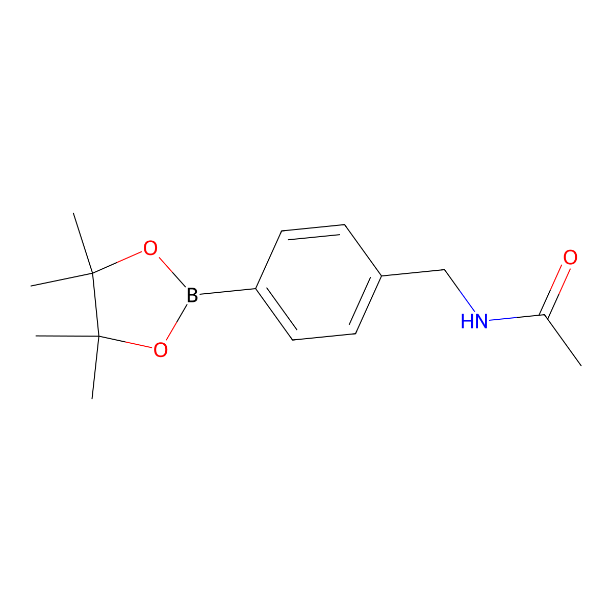 N-(4-(4,4,5,5-tetramethyl-1,3,2-dioxaborolan-2-yl)benzyl)acetamide molecular structure, CAS 1235450-93-7