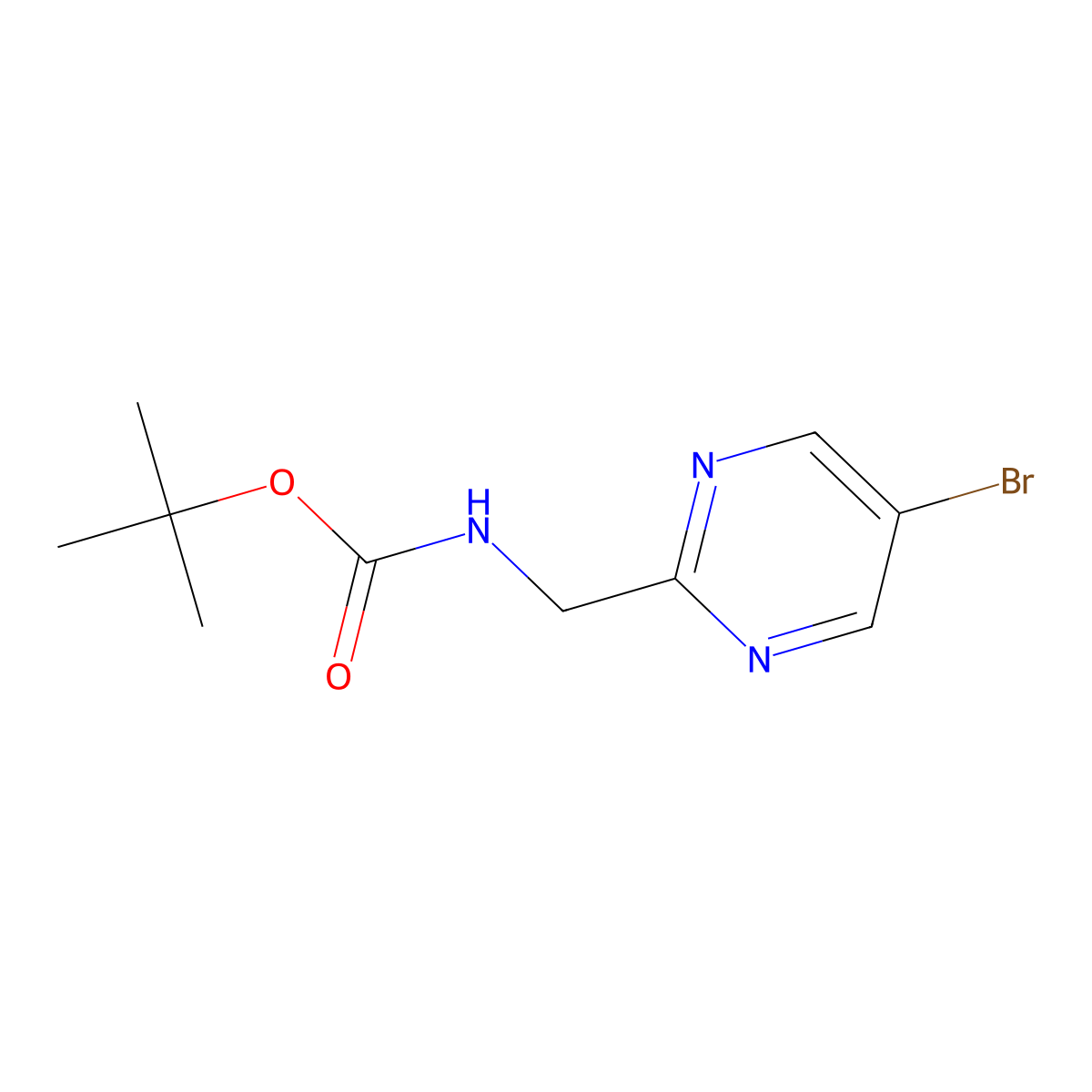 tert-butyl N-[(5-bromopyrimidin-2-yl)methyl]carbamate molecular structure, CAS 1235451-38-3