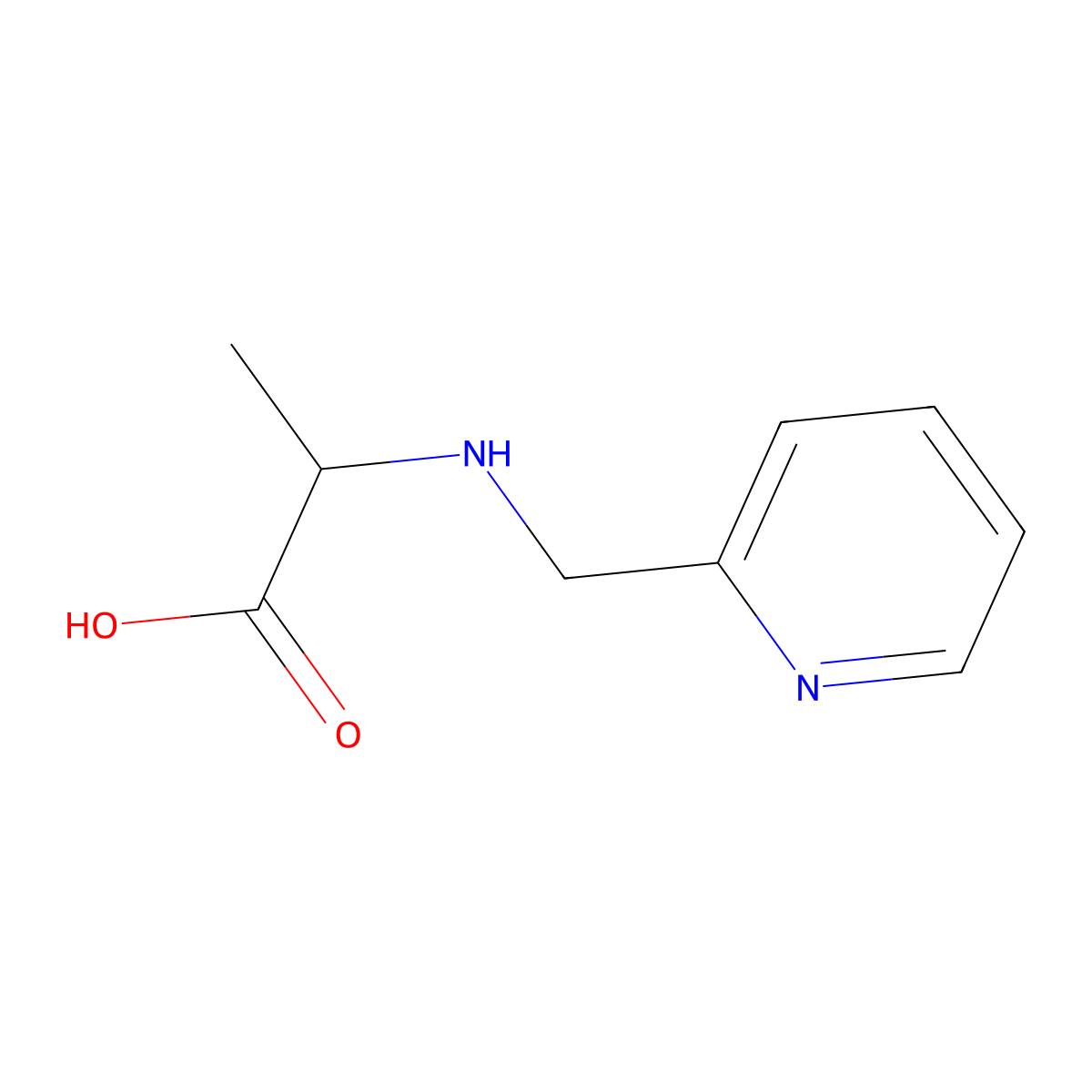 (2R)-2-{[(pyridin-2-yl)methyl]amino}propanoic acid molecular structure, CAS 1235456-65-1