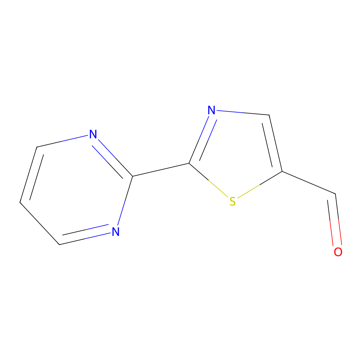 2-(Pyrimidin-2-yl)-1,3-thiazole-5-carbaldehyde molecular structure, CAS 1235474-02-8
