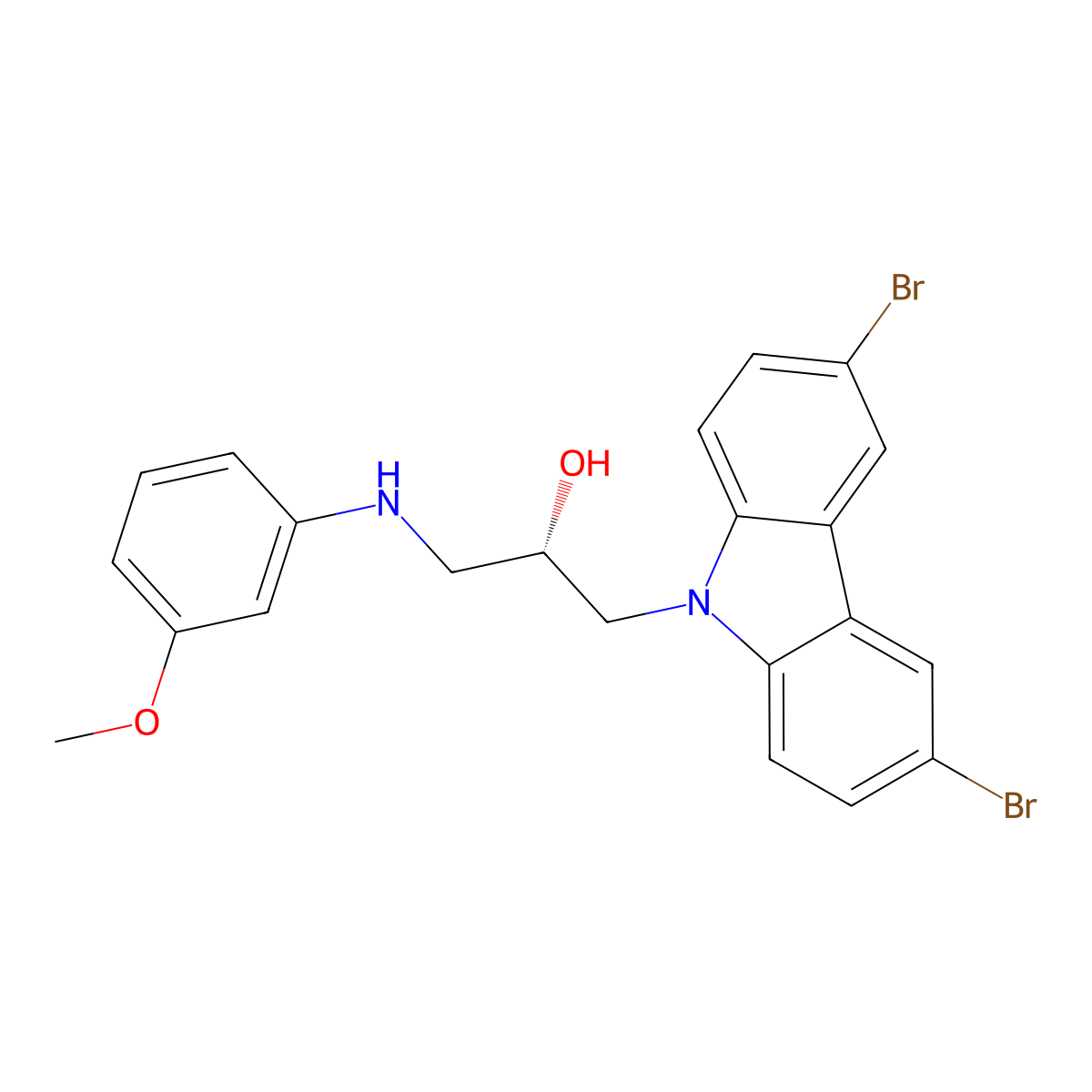 (S)-1-(3,6-Dibromo-9H-carbazol-9-yl)-3-((3-methoxyphenyl)amino)propan-2-ol molecular structure, CAS 1235481-43-2